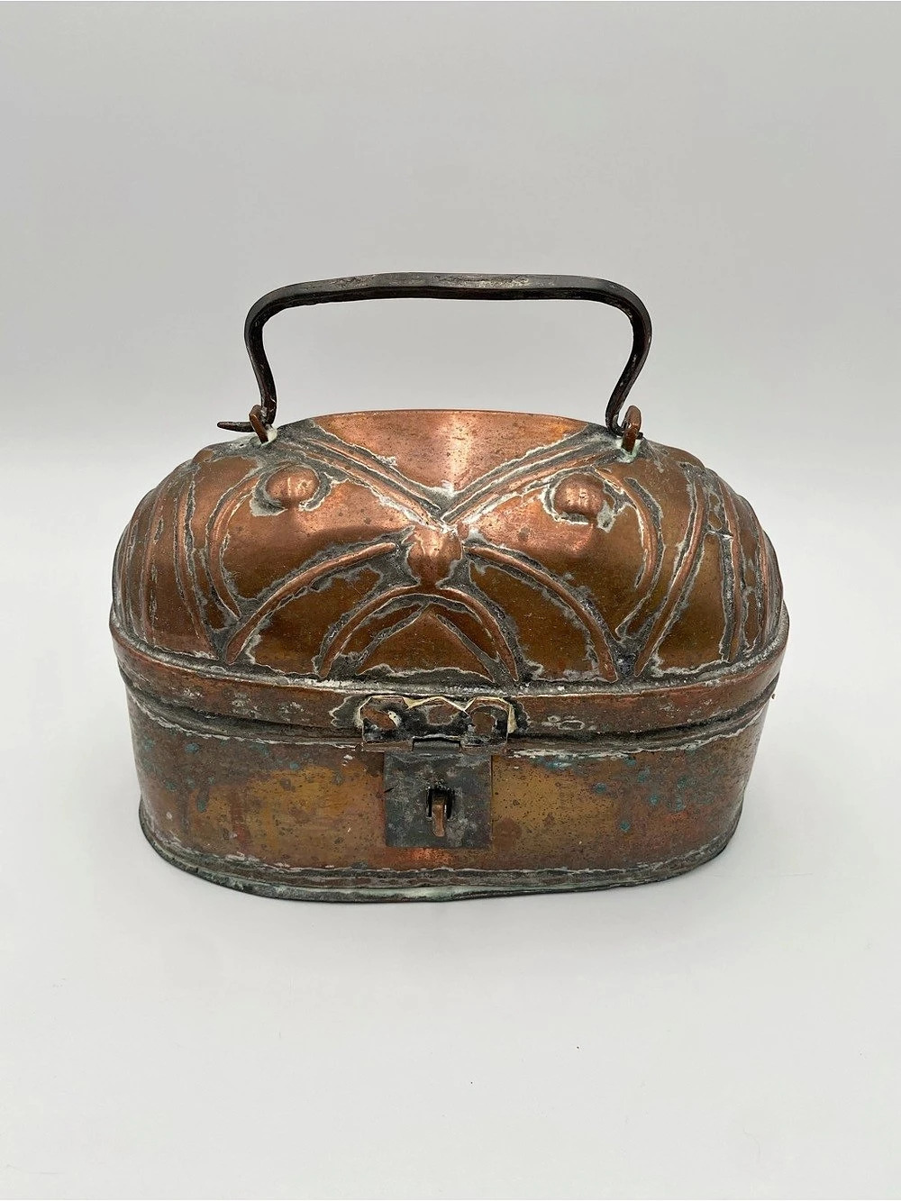 Vintage Art Deco Metal Box in Brown & Blue